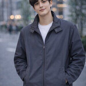 Structure Men’s L Gray Lightweight Zip up Jacket Classic Collar Lined Casual 90s